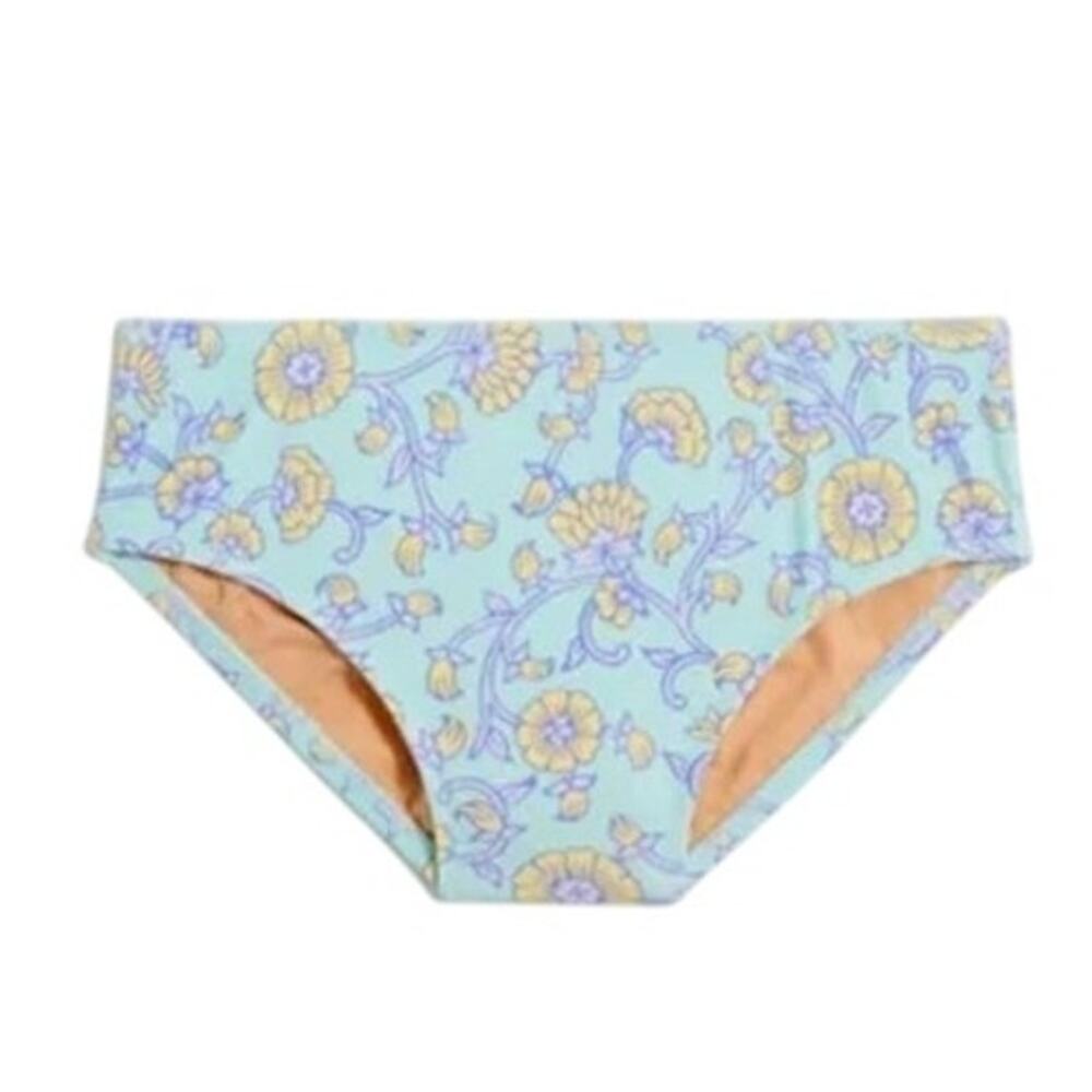 NWOT Crewcuts J. Crew Floral Print Bathing Suit Bikini Bottom Blue Yellow Girl 8